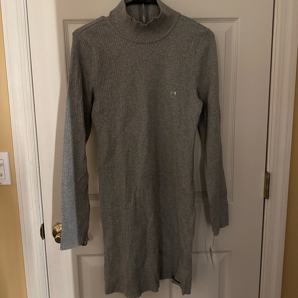 CALVIN KLEIN Grey Mock Neck Sweater Dress